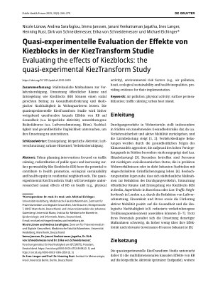 Vorschauseite 1: Quasi-experimentelle Evaluation der Effekte von Kiezblocks in der KiezTransform Studie