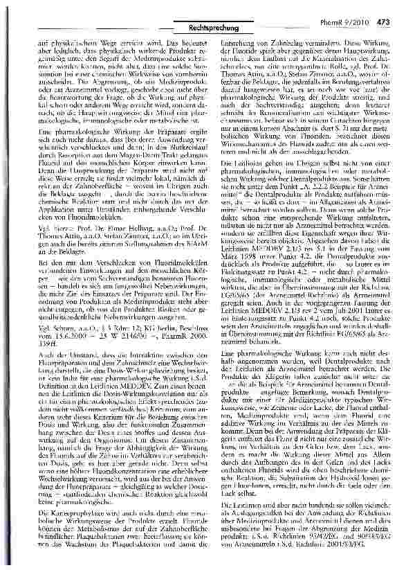 Vorschauseite 3: Natriumfluoridhaltige Dentalprodukte zur lokalen Anwendung sind keine Funktionsarzneimittel