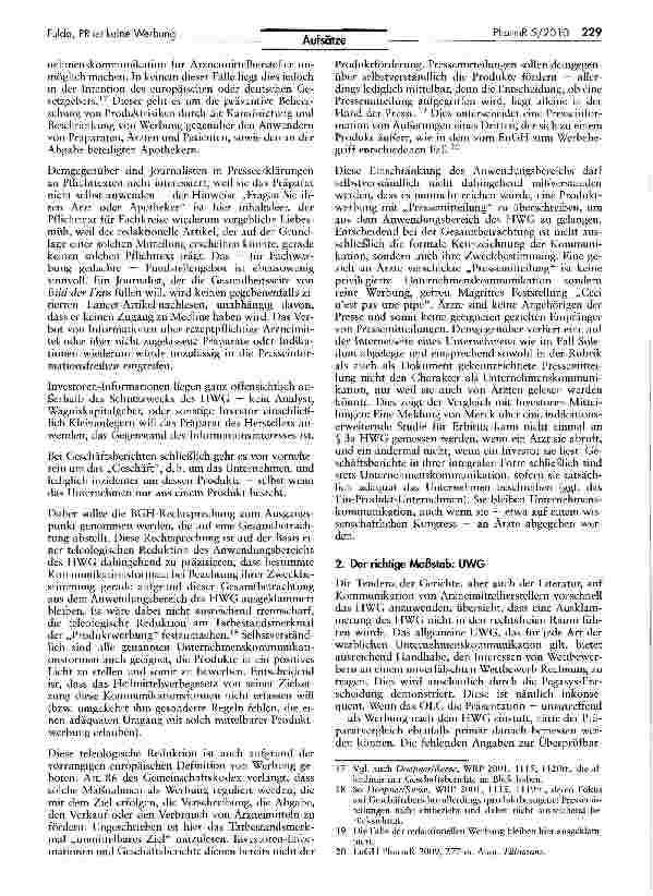 Vorschauseite 5: PR ist keine Werbung -Zum Verhältnis von Unternehmenskommunikation und Heilmittelwerberecht