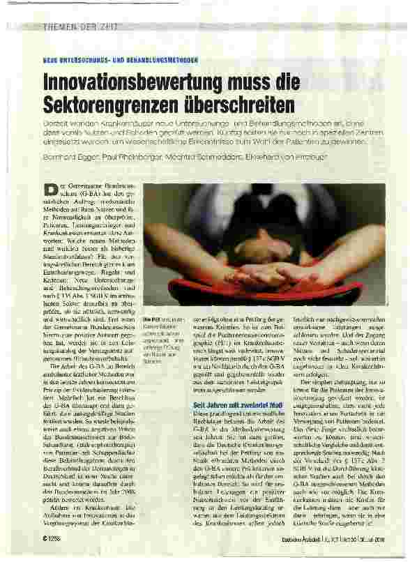 Vorschauseite 1: Innovationsbewertung muss die Sektorengrenzen überschreiten