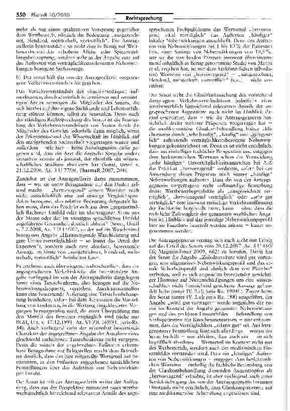 Vorschauseite 3: Werbliche Aussage „Hervorragende lokale Verträglichkeit für ein Augentropfenpräparat zur Glaukombehandlung ist irreführend