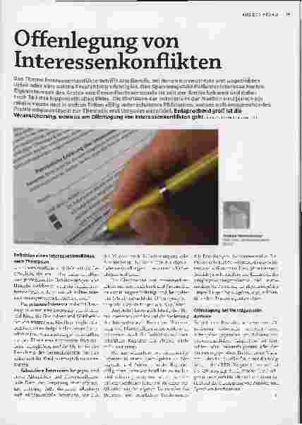 Vorschauseite 1: Offenlegung von Interessenkonflikten