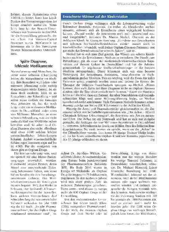 Vorschauseite 2: Waisenmedizin wird lukrativ