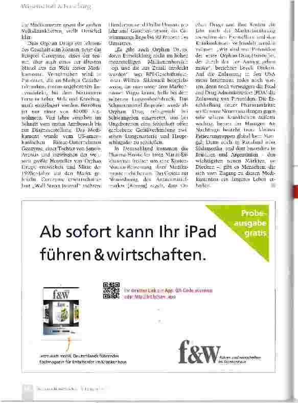 Vorschauseite 3: Waisenmedizin wird lukrativ