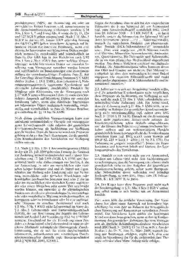 Vorschauseite 4: Zur Kostenübernahme für eine orthomolekulare Therapie mit vorangehender LabordiagnostikSGBV §§ 27, 31 I, 34 I; SGBIX § 15; AMG § 2