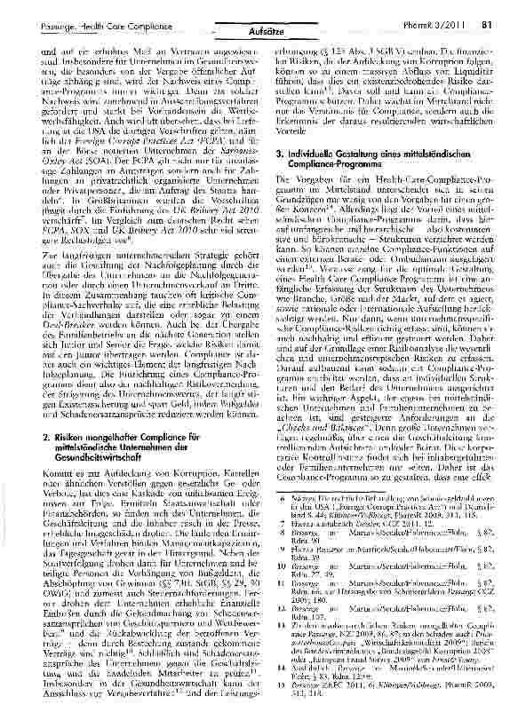 Vorschauseite 2: Aktuelle Entwicklungen und Tendenzen im Bereich Health Care Compliance - unter besonderer Berücksichtigung mittelständischer Unternehmen