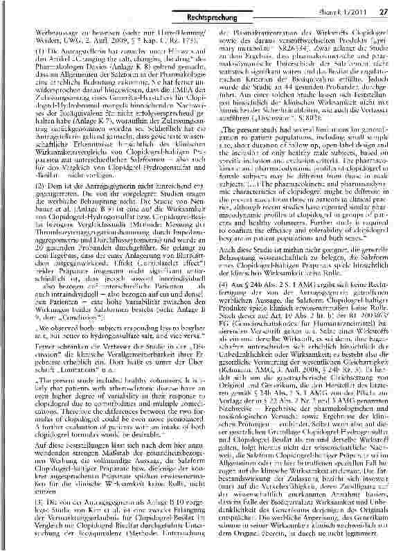 Vorschauseite 4: Werbung für ein Generikum gegenüber ÄrztenUWG §§ 3, 4 Nr. 11, 5; HWG § 3; AMG § 24b 11; RL2001/83/KG Art. 10 II lit b}