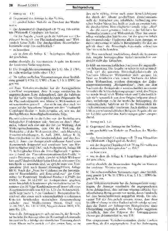 Vorschauseite 5: Werbung für ein Generikum gegenüber ÄrztenUWG §§ 3, 4 Nr. 11, 5; HWG § 3; AMG § 24b 11; RL2001/83/KG Art. 10 II lit b}