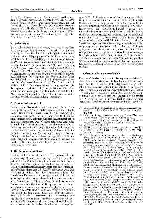 Vorschauseite 3: Schnelle Nutzenbewertung und Erstattungsbeträge als Anwendungsfälleder Transparenzrichtlinie 89/105/EWG