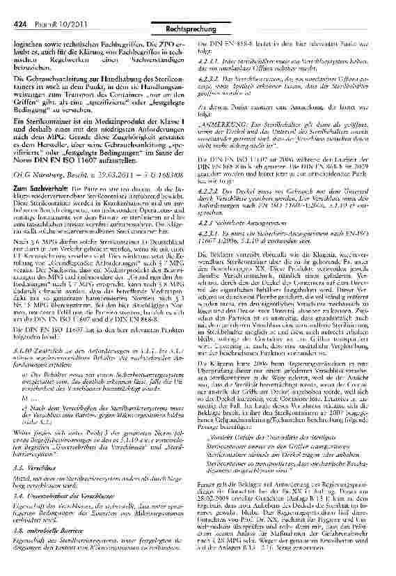 Vorschauseite 2: Werbung mit Normkonformität von Medizinprodukten — Hinweis auf Handhabungsrisiken in der Gebrauchsanweisung MPG §§ 3 Nr. 18, 6,7, 8
