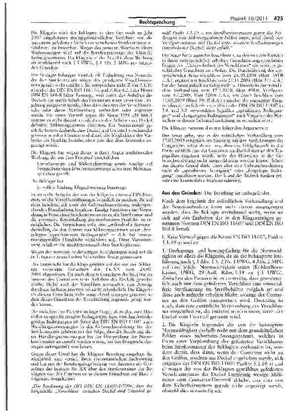 Vorschauseite 3: Werbung mit Normkonformität von Medizinprodukten — Hinweis auf Handhabungsrisiken in der Gebrauchsanweisung MPG §§ 3 Nr. 18, 6,7, 8