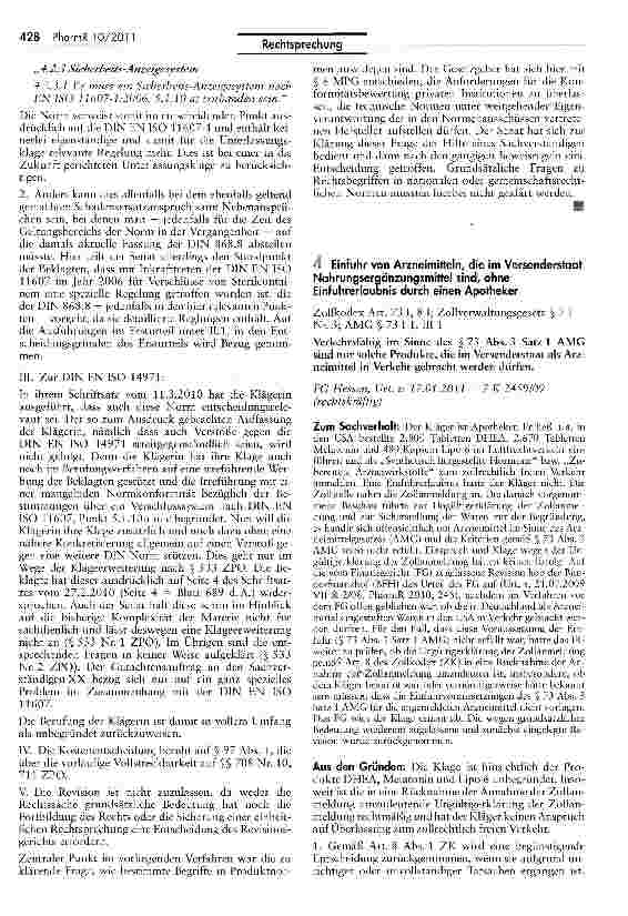 Vorschauseite 6: Werbung mit Normkonformität von Medizinprodukten — Hinweis auf Handhabungsrisiken in der Gebrauchsanweisung MPG §§ 3 Nr. 18, 6,7, 8