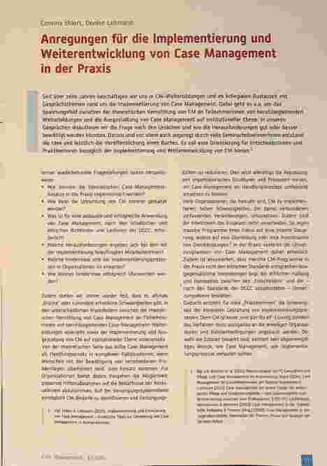 Vorschauseite 1: Anregungen für die Implementierung und Weiterentwicklung von Case Management in der Praxis