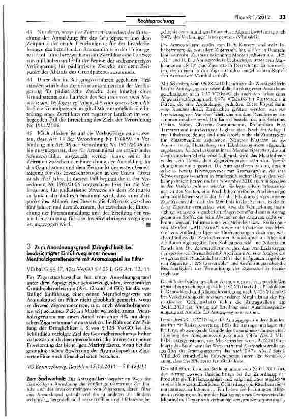 Vorschauseite 5: Ergänzende Schutzzertifikate dürfen auch mit einer „negativen Laufzeit erteilt werdenVO (F.WG) 1768/92 Art. 13; VO (EG) Nr. 1901/2006 Art. 36
