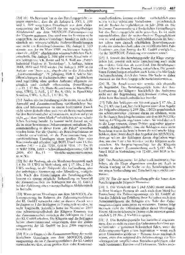 Vorschauseite 3: Mitnahme von Betriebsgeheimnissen (MOVICOL) UWG § 17 II