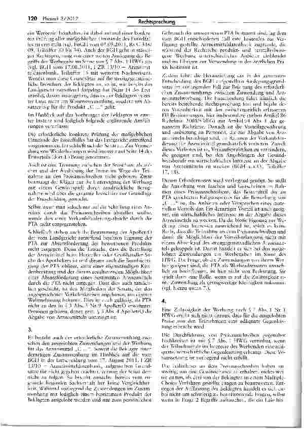 Vorschauseite 2: Werbung für Arzneimittel an Fachkreise UWG SS 3, 4 Nr. 11; HWG 7 1 1; KL 2001/83/EG Art. 86 I