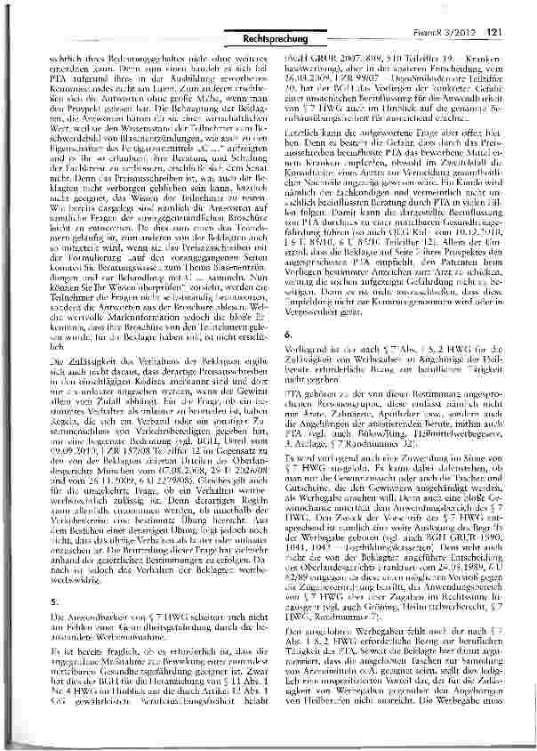 Vorschauseite 3: Werbung für Arzneimittel an Fachkreise UWG SS 3, 4 Nr. 11; HWG 7 1 1; KL 2001/83/EG Art. 86 I