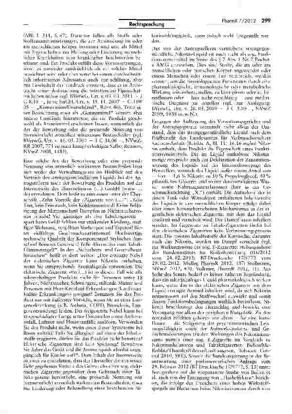 Vorschauseite 2: Nikotin Liquids für E-Zigaretten fallen nicht unter das Arzneimittelgesetz AMG §2