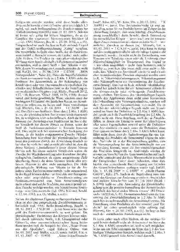 Vorschauseite 3: Nikotin Liquids für E-Zigaretten fallen nicht unter das Arzneimittelgesetz AMG §2