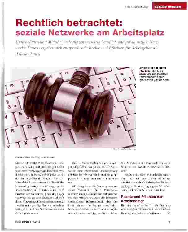 Vorschauseite 1: Rechtlich betrachtet: soziale Netzwerke am Arbeitsplatz