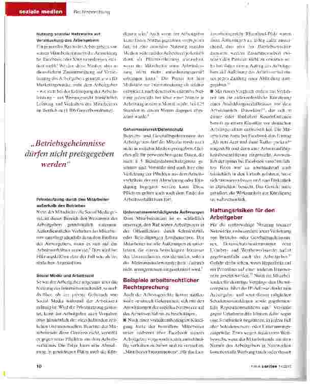 Vorschauseite 2: Rechtlich betrachtet: soziale Netzwerke am Arbeitsplatz