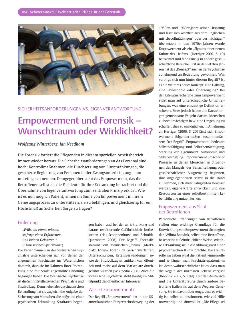 Vorschauseite 1: Empowerment und Forensik ? Wunschtraum oder Wirklichkeit?