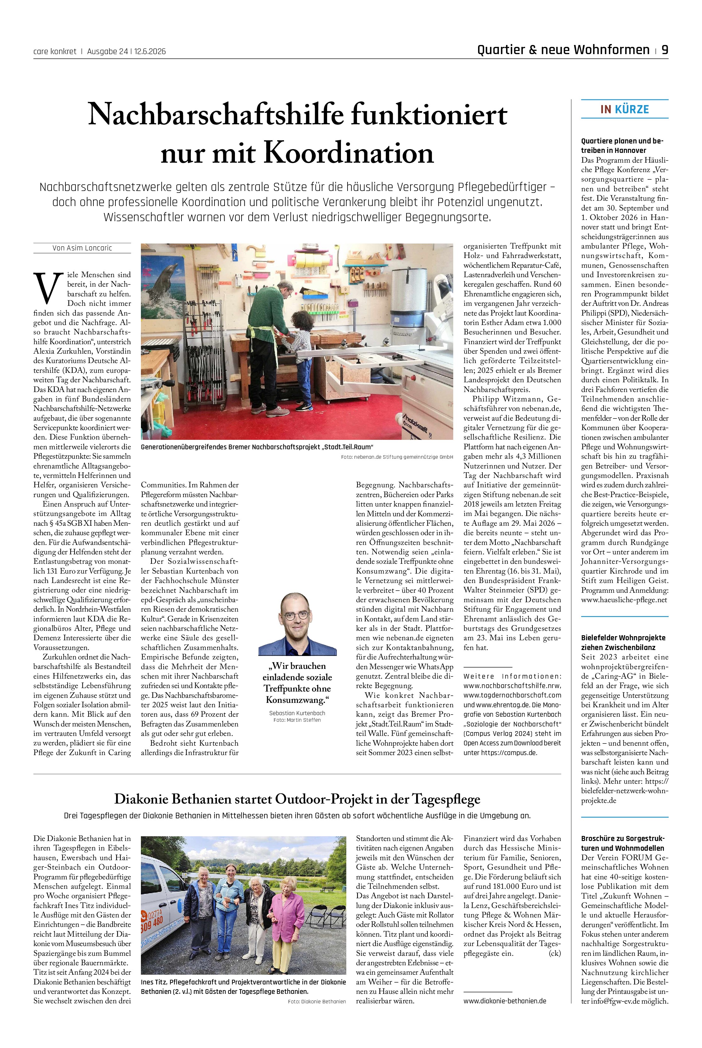 Vorschauseite 1: Nachbarschaftshilfe funktioniert nur mit Koordination