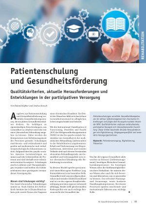 Vorschauseite 1: Patientenschulung und Gesundheitsförderung Qualitätskriterien, aktuelle Herausforderungen und Entwicklungen in der partizipativen Versorgung