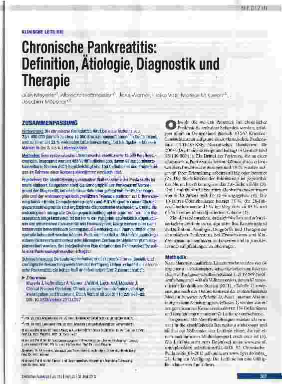 Vorschauseite 1: ChronischePankreatitis: Definition, Ätiologie, Diagnostik und Therapie