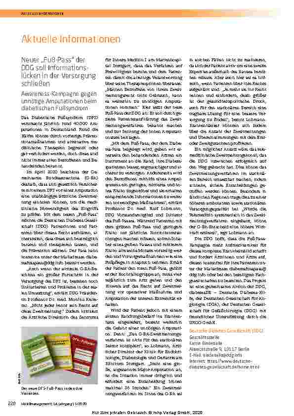 Vorschauseite 1: Neuer „Fuß-Pass“ der DDG soll Informationslücken in der Versorgung schließen
