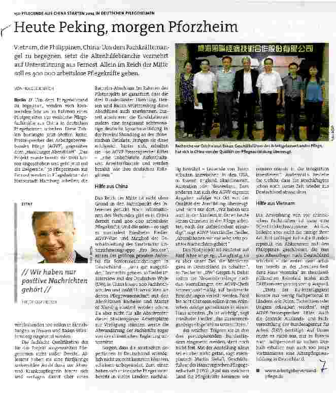 Vorschauseite 1: Heute Peking, morgen Pforzheim