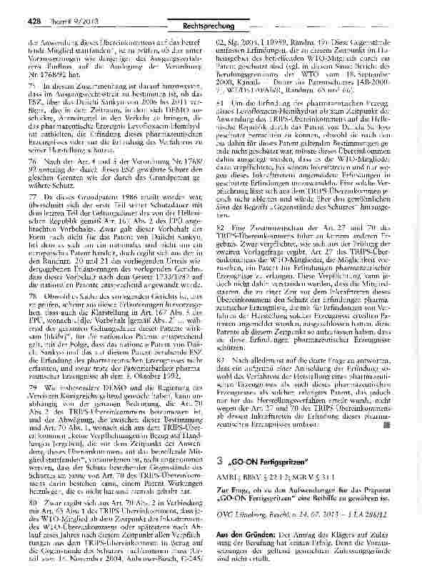 Vorschauseite 1: „GO-ON Fertigspritzen AMRL; BBhV § 22 I 2; SGB V § 31 I