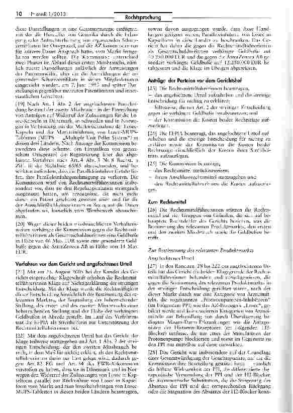 Vorschauseite 3: Missbrauch einer beherrschenden Stellung: Täuschung zur Wahrung des Monopols auf dem Arzneimittelmarkt rechtswidrig RL 65/65/EWG; VO EWG Nr. 1768/92