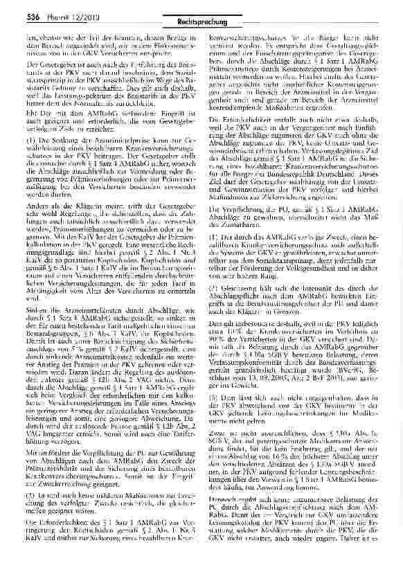 Vorschauseite 6: Rabattzahlungen an private Krankenversicherung sind nach Arzneimittelrabattgesetz verfassungsgemäß SGB V § 130a; GG Art. 12 1, 5 IV, 20 I; AMRabG § 1 Satz 3