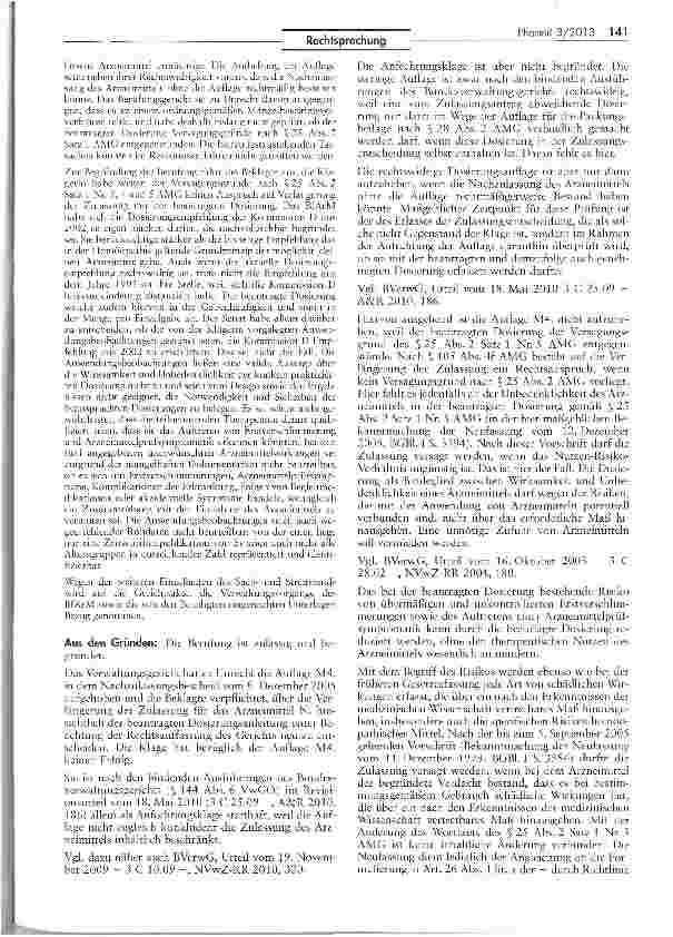 Vorschauseite 3: Zur Zulassungsversagung eines homöopathischen Arzneimittels gemäß § 25 II 1 Nr. 5 AMG