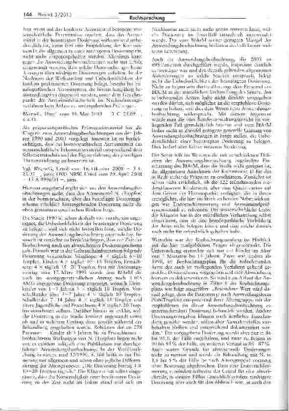 Vorschauseite 6: Zur Zulassungsversagung eines homöopathischen Arzneimittels gemäß § 25 II 1 Nr. 5 AMG