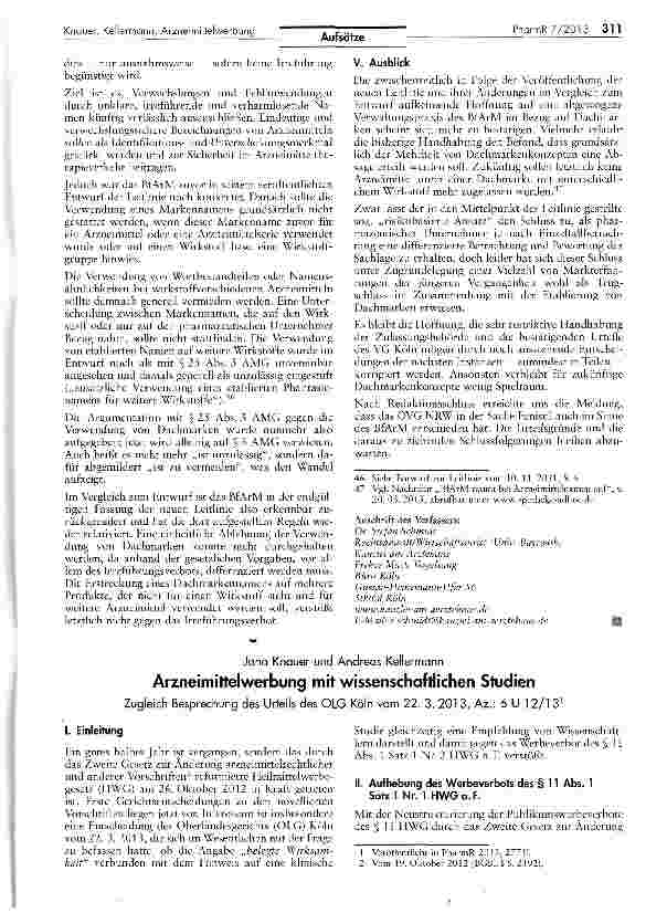 Vorschauseite 1: Arzneimittelwerbung mit wissenschaftlichen Studien