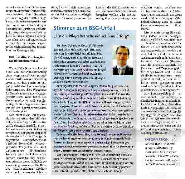 Vorschauseite 2: BSG bekräftigt Grundsätze von 2009