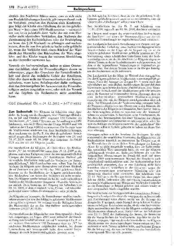 Vorschauseite 2: Rechtsfolgen bei Lieferung von Medikamenten — hier: eines HIV-Präparates — beim Verdacht einer Produktfälschung BGB § 434 I; MarkcnG § 24; AMG § 8 I Nr. la