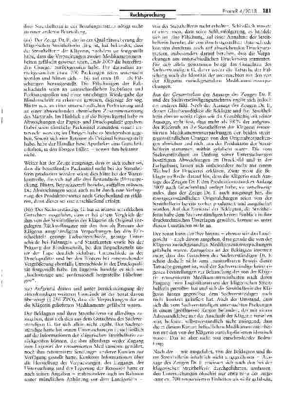 Vorschauseite 5: Rechtsfolgen bei Lieferung von Medikamenten — hier: eines HIV-Präparates — beim Verdacht einer Produktfälschung BGB § 434 I; MarkcnG § 24; AMG § 8 I Nr. la
