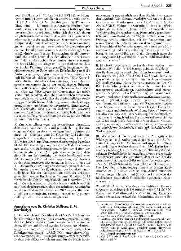 Vorschauseite 6: Nutzenbewertung von Arzneimitteln — Einleitung der Nutzenbewertung durch den Gemeinsamen Bundesausschuss nicht willkürlich