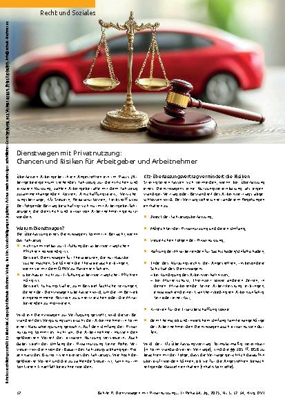 Vorschauseite 1: Dienstwagen mit Privatnutzung: Chancen und Risiken für Arbeitgeber und Arbeitnehmer