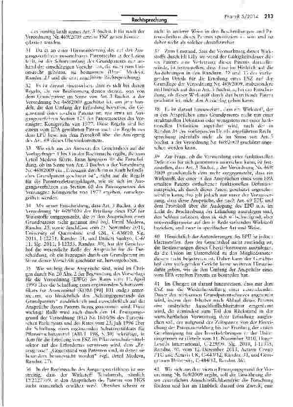 Vorschauseite 6: Ergänzendes Schutzzertifikat bei Funktionsformel im Grundpatent AEUV Art. 267; EWG VO 469/2009 Art. 3, 3 a; EPÜ Art. 69