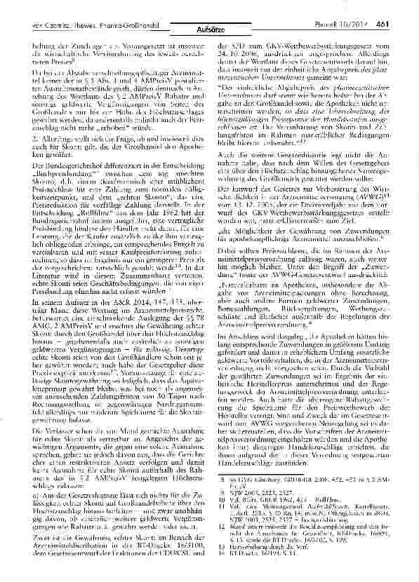 Vorschauseite 2: Zur arzneimittelpreisrechtlichen Beurteilung der Gewährung von Skonti durch den pharmazeutischen Großhandel