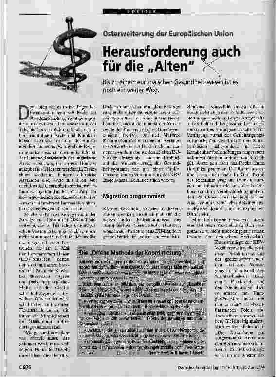 Vorschauseite 1: Herausforderung auch für die Alten