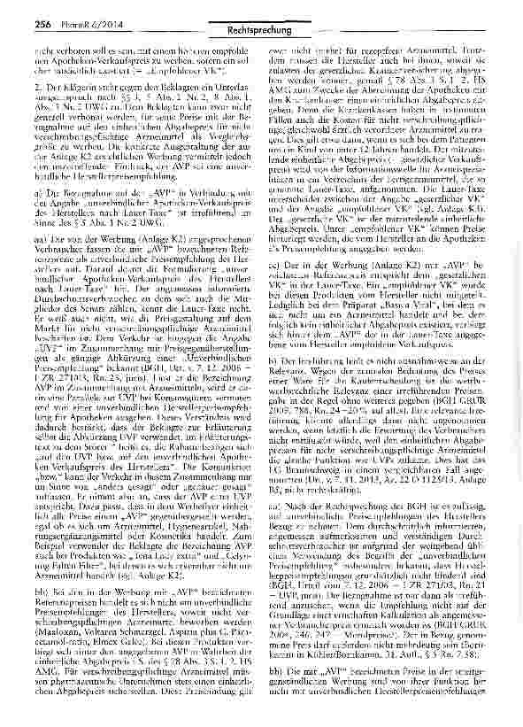 Vorschauseite 2: Irreführende Gegenüberstellung mit Apothekenverkaufspreis AMG $S 78 III 1, 78 III 2; UWG § 5