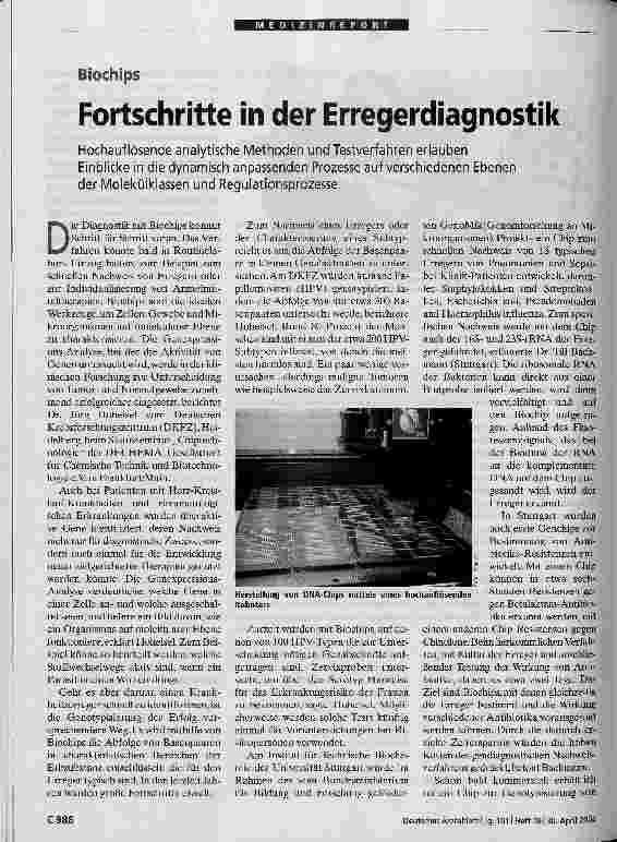 Vorschauseite 1: Fortschritte in der Erregerdiagnostik