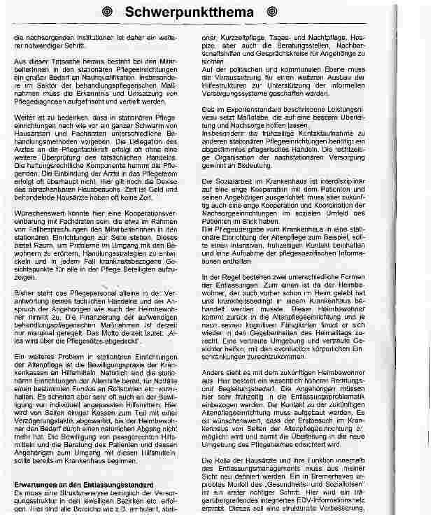Vorschauseite 3: Entlassungsmanagement -Auswirkungen auf den stationären Altenhilfebereich