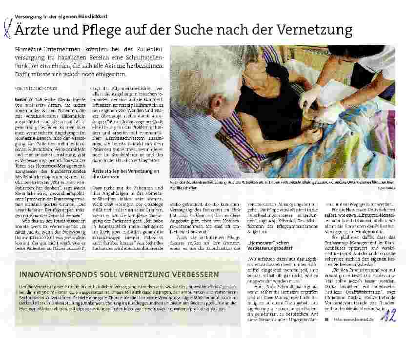 Vorschauseite 1: Ärzte und Pflege auf der Suche nach der Vernetzung