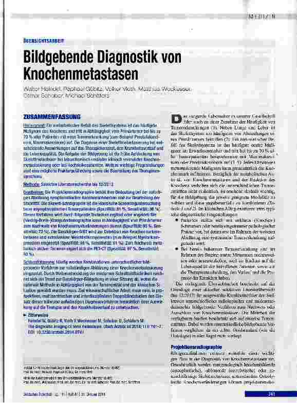 Vorschauseite 1: Bildgebende Diagnostik von Knochenmetastasen